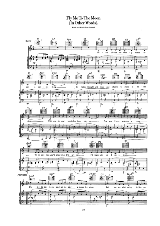 Fly Me To The Moon Piano Sheet Music Printable pdf