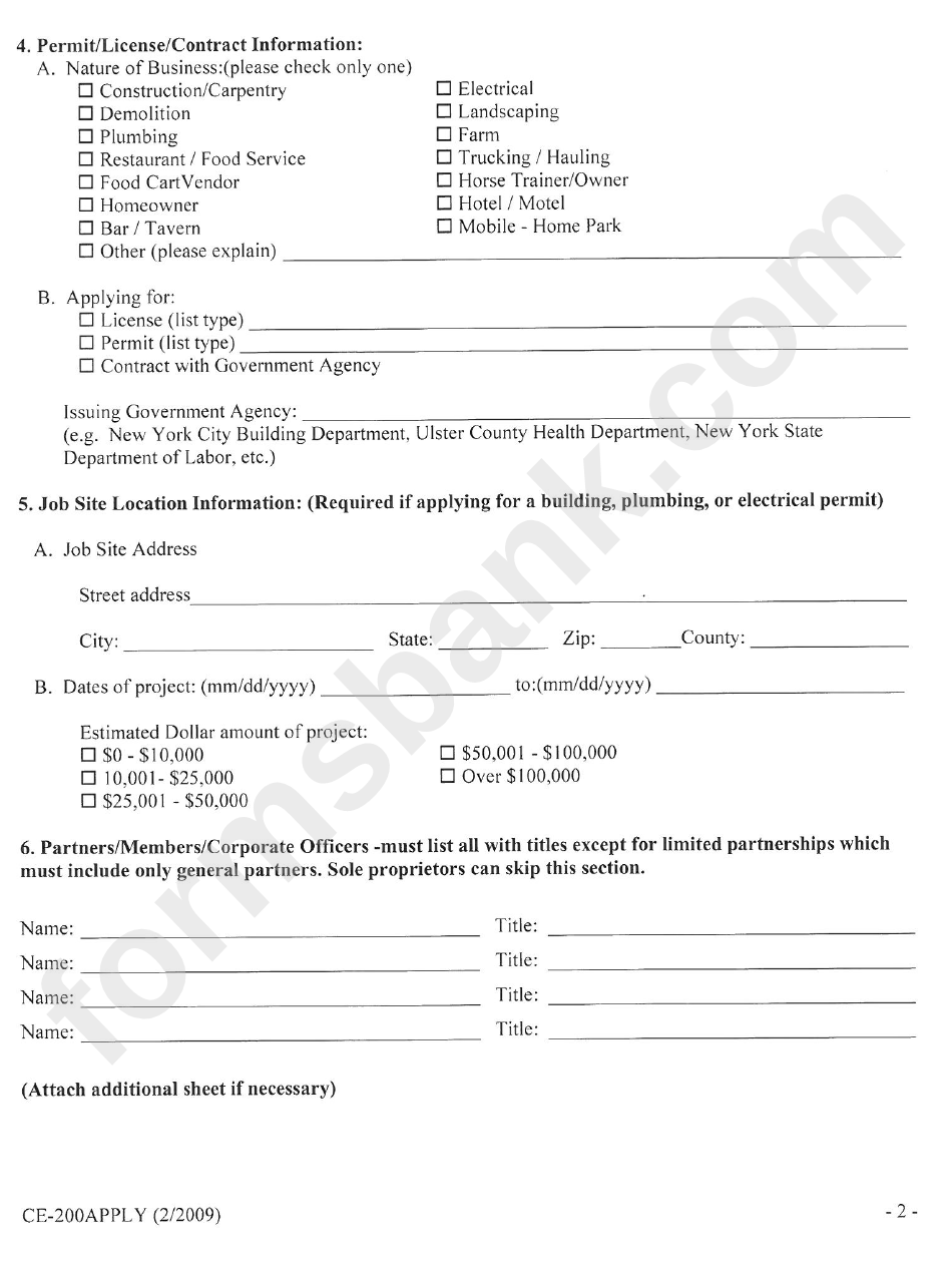 Form Ce-200-Inst - Application For Certificate Of Attestation Of Exemption From New York State Workers Compensation And/or Disability Benefits Insurance Coverage