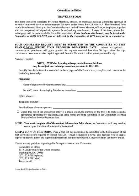 house ethics travel forms