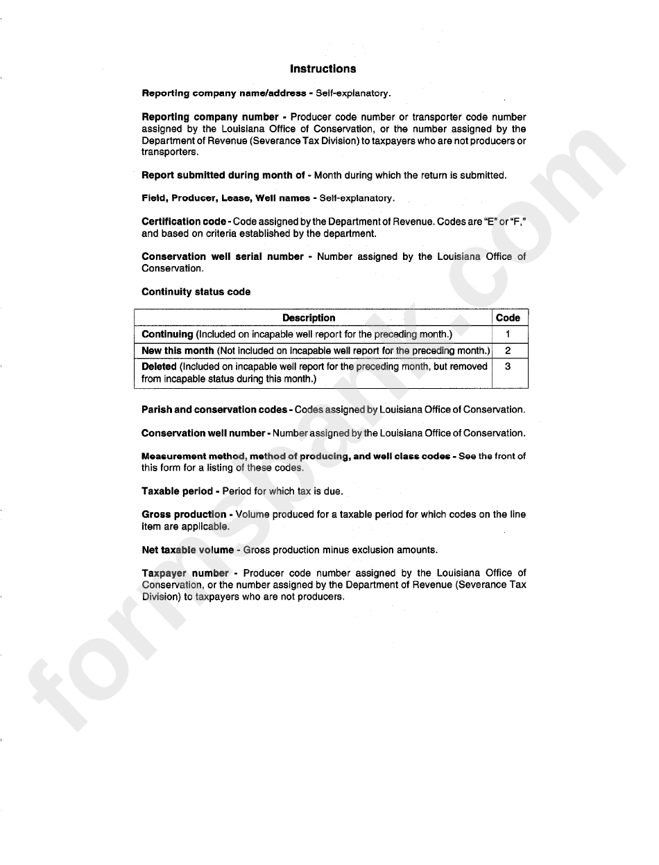 Instructions For Report Form - Louisiana Department Of Revenue