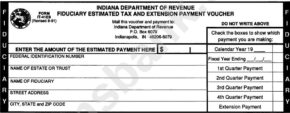 Form It-41es - Fiduciary Estimated Tax And Extension Payment Voucher