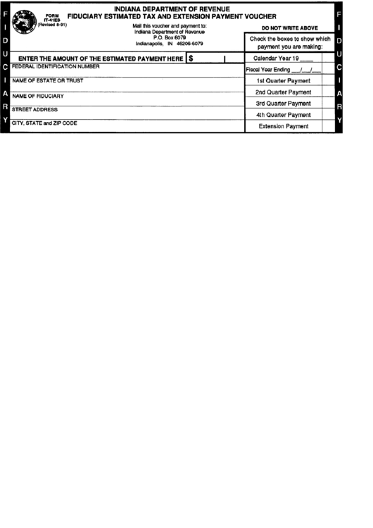 Fillable Form It-41es - Fiduciary Estimated Tax And Extension Payment Voucher Printable pdf