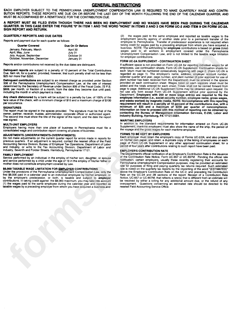 Instruction For Form Uc-2/2a