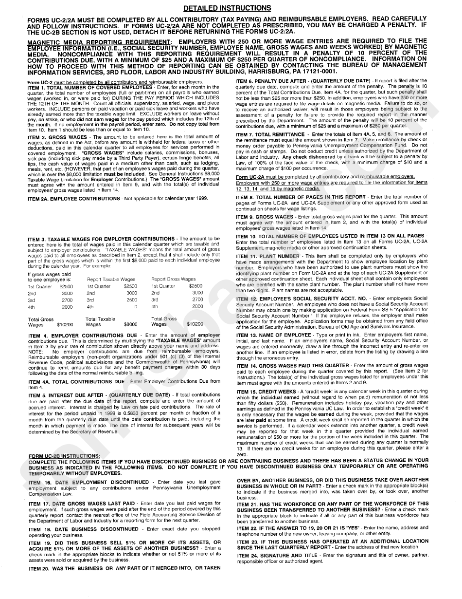 Instruction For Form Uc-2/2a