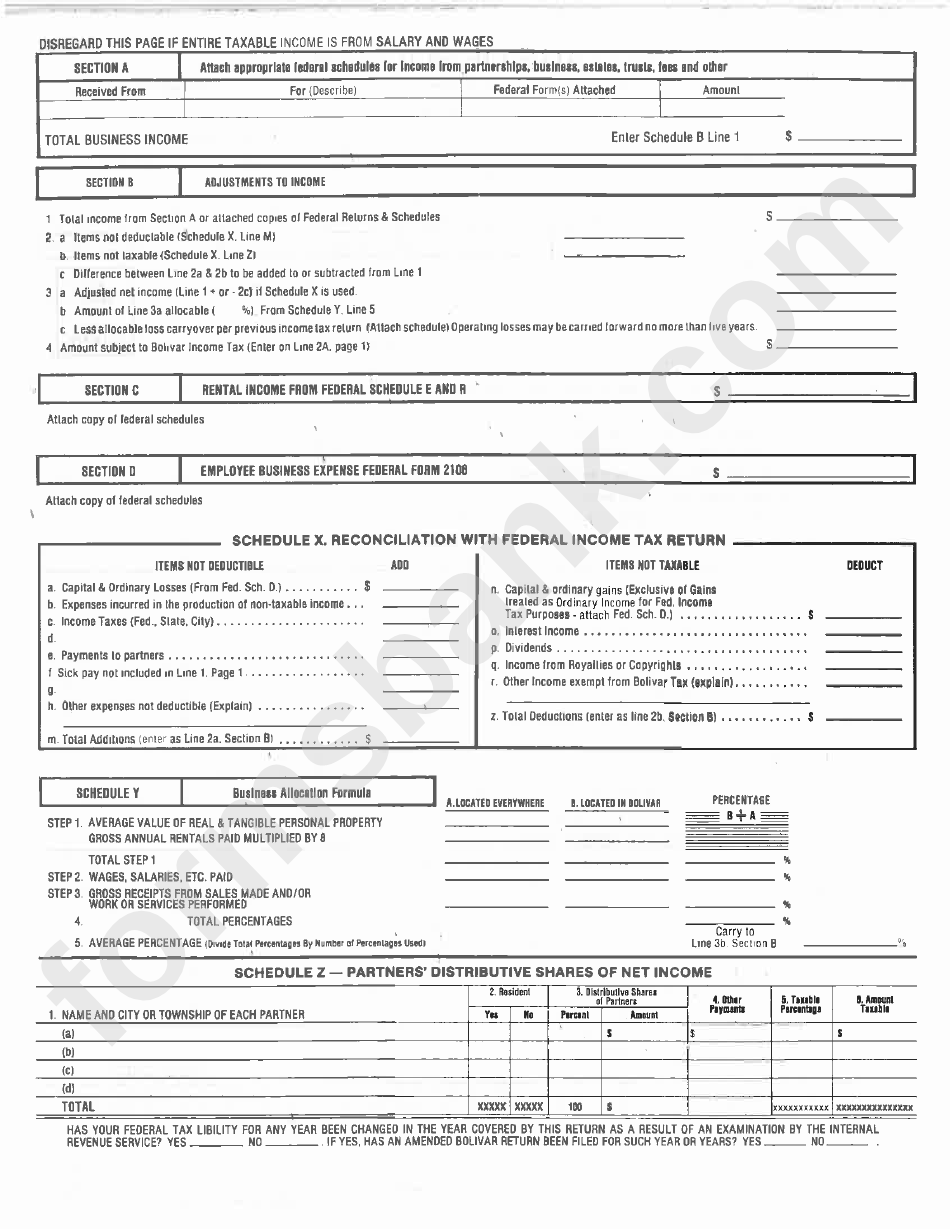 Form Ret - Business/individual Income Tax Return