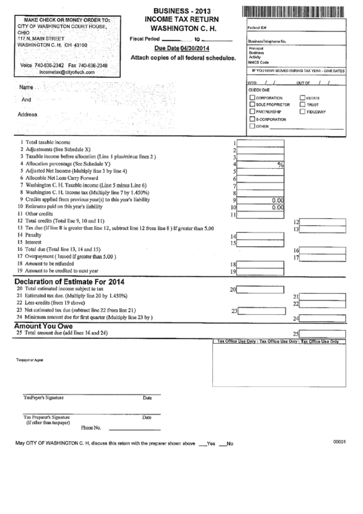 Business Tax Return 2013 printable pdf download