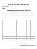 Bcpc Form 614 - Confidential Disclosure Of Personal Identifiers - Probate Court Of Butler County