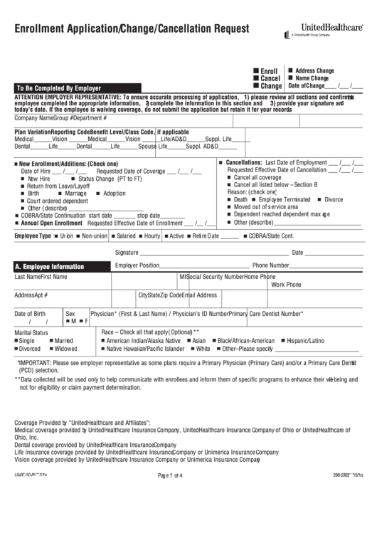 Form 290-536 - Enrollment Application/change/cancellation Request