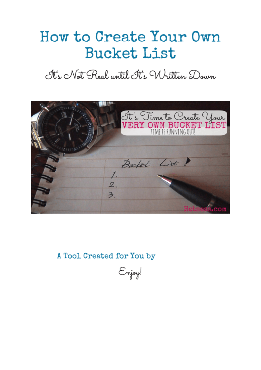Personal Bucket List Template With Instructions Printable pdf