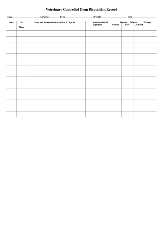 Printable Controlled Substance Inventory Log Printable Blank World