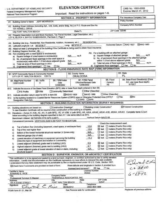 Fillable Form 81-31 - Fema Evaluation Certificate - U.s. Department Of Homeland Security Printable pdf