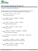 4th Grade Spelling Words 1 - Grade 4 Vocabulary Worksheet Printable pdf