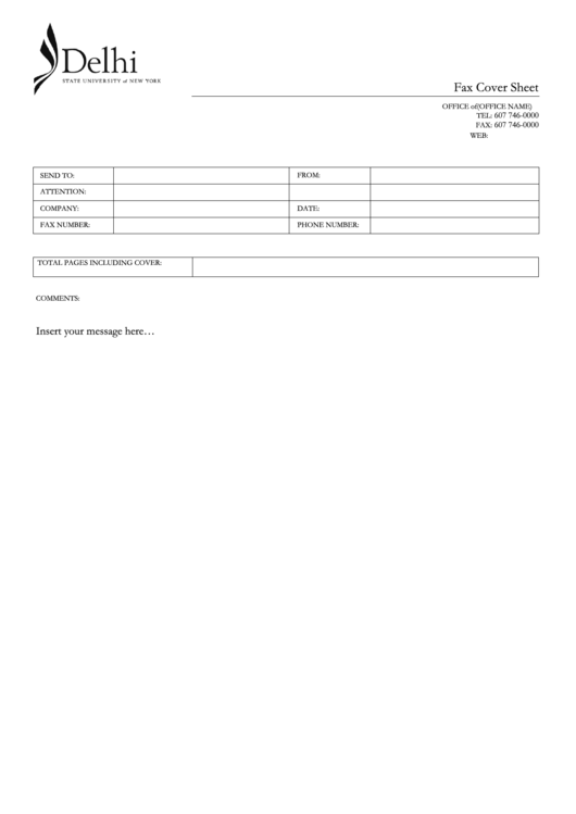 Fax Cover Sheet Template Printable pdf