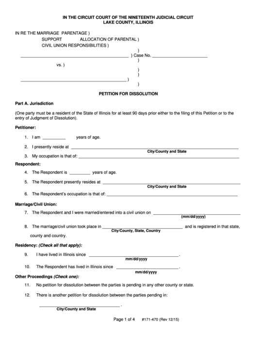 Fillable Form 171-470 - Lake County Court Form Printable pdf