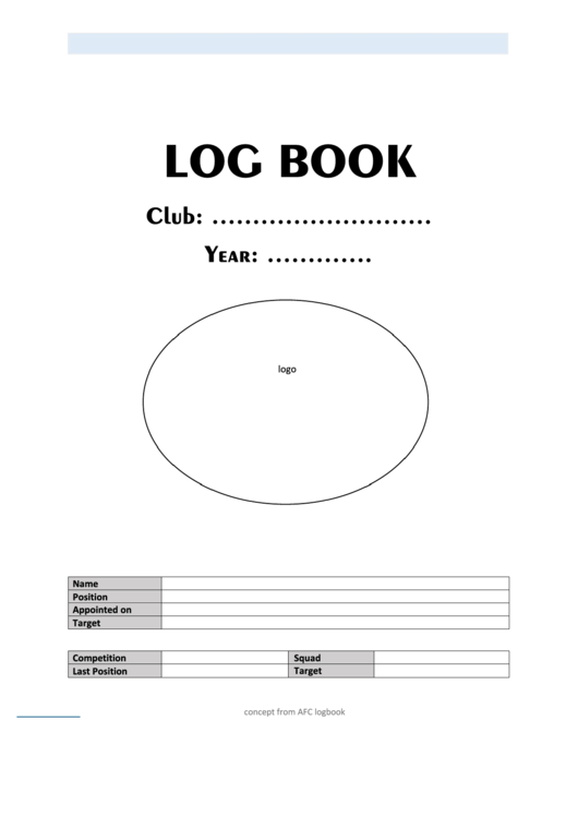 Blank Club Log Book Printable pdf