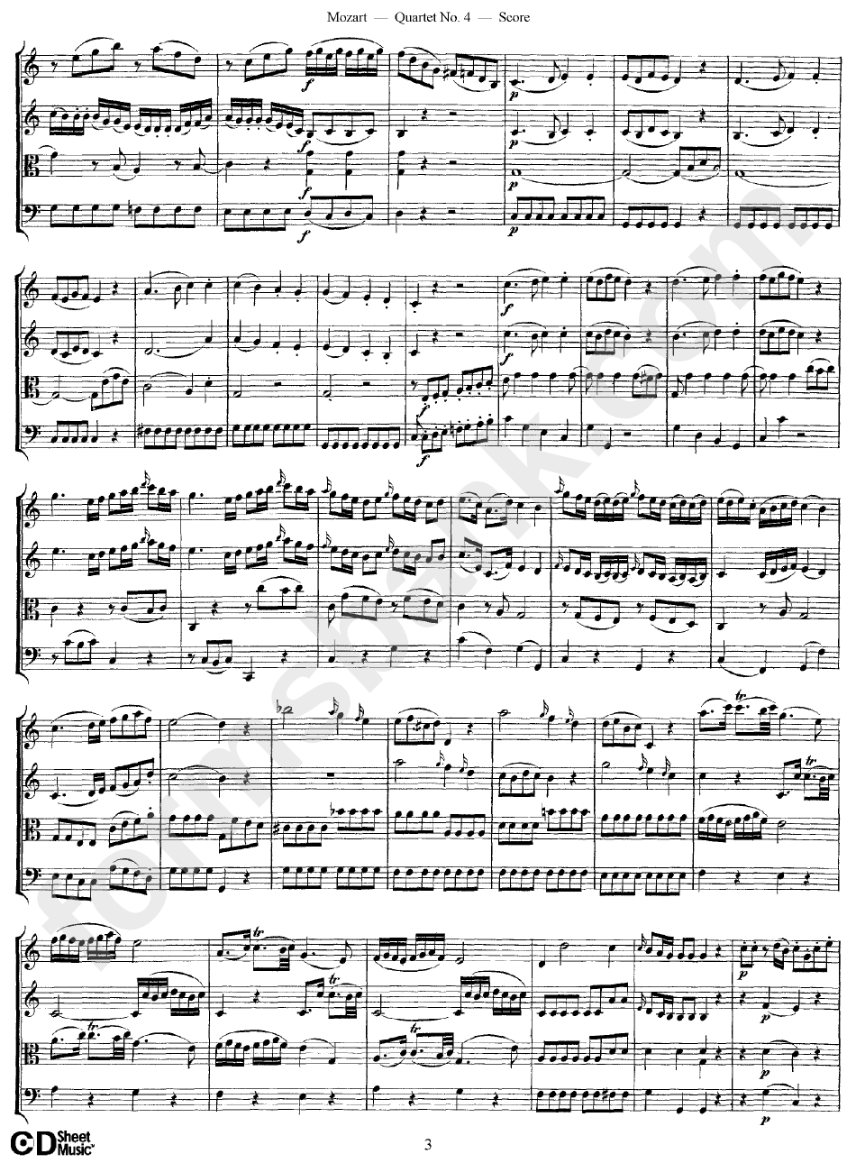 Mozart - Quarter No. 4 In C Major K. 157 - Sheet Music