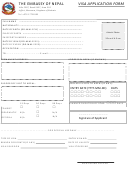 Visa Application Form - The Embassy Of Nepal