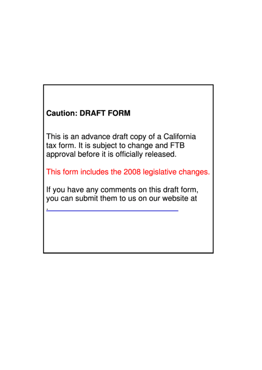 Form 540c1 Draft - California Resident Income Tax Return - 2008 Printable pdf