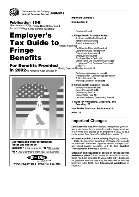 Publication 15 B Employer'S Tax Guide To Fringe Benefits 2002