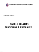 Small Claims (summons & Complaint) Forms - Maricopa County Justice Courts, Arizona