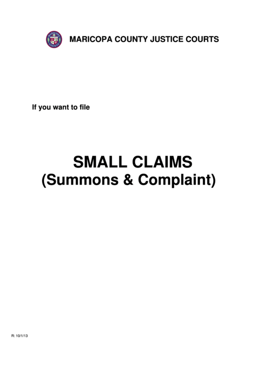 Fillable Small Claims (Summons Complaint) Forms Maricopa County