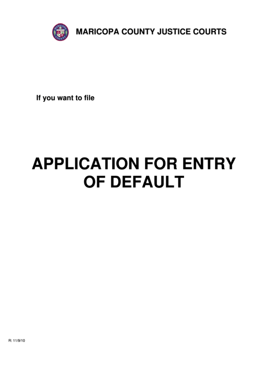 Form Cv 8150-120.02 - Application For Entry Of Default - Maricopa County Justice Courts, Arizona