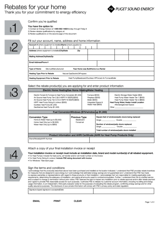Top Pse Rebate Form Templates free to download in PDF format