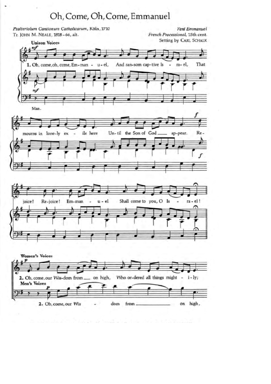 'oh, Come, Oh, Come, Emmanuel' Piano Sheet Music
