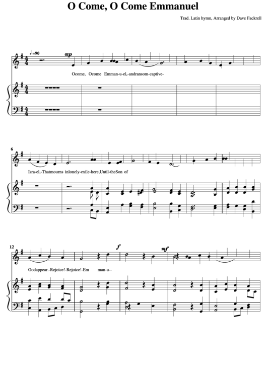 'o Come, O Come Emmanuel' Piano Sheet Music