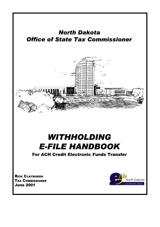 Instructions For North Dakota Withholding E-File Handbook For Ach Credit - 2001 Printable pdf