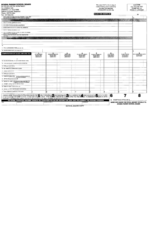 Sales Tax - Acadia Parish School Board - Crowley Printable pdf