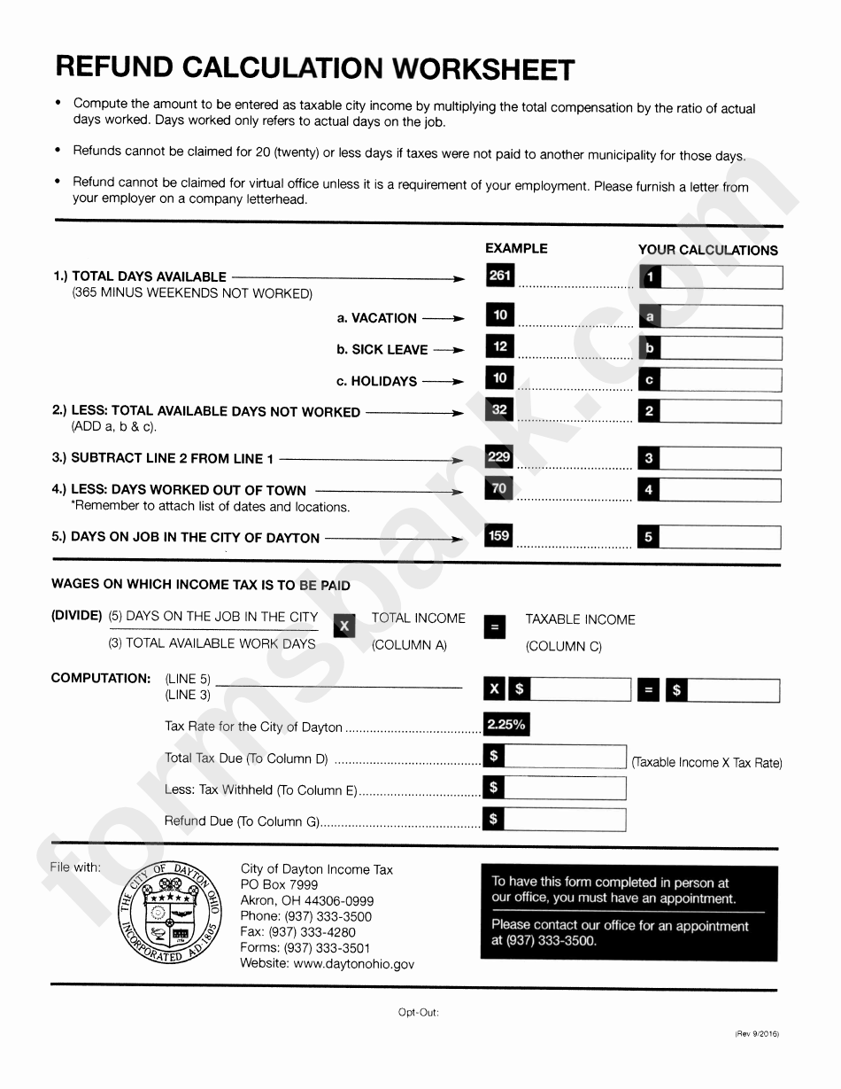 Form As-22 - Refund Request City Of Dayton