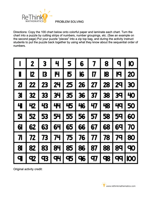Counting Number Chart Printable pdf