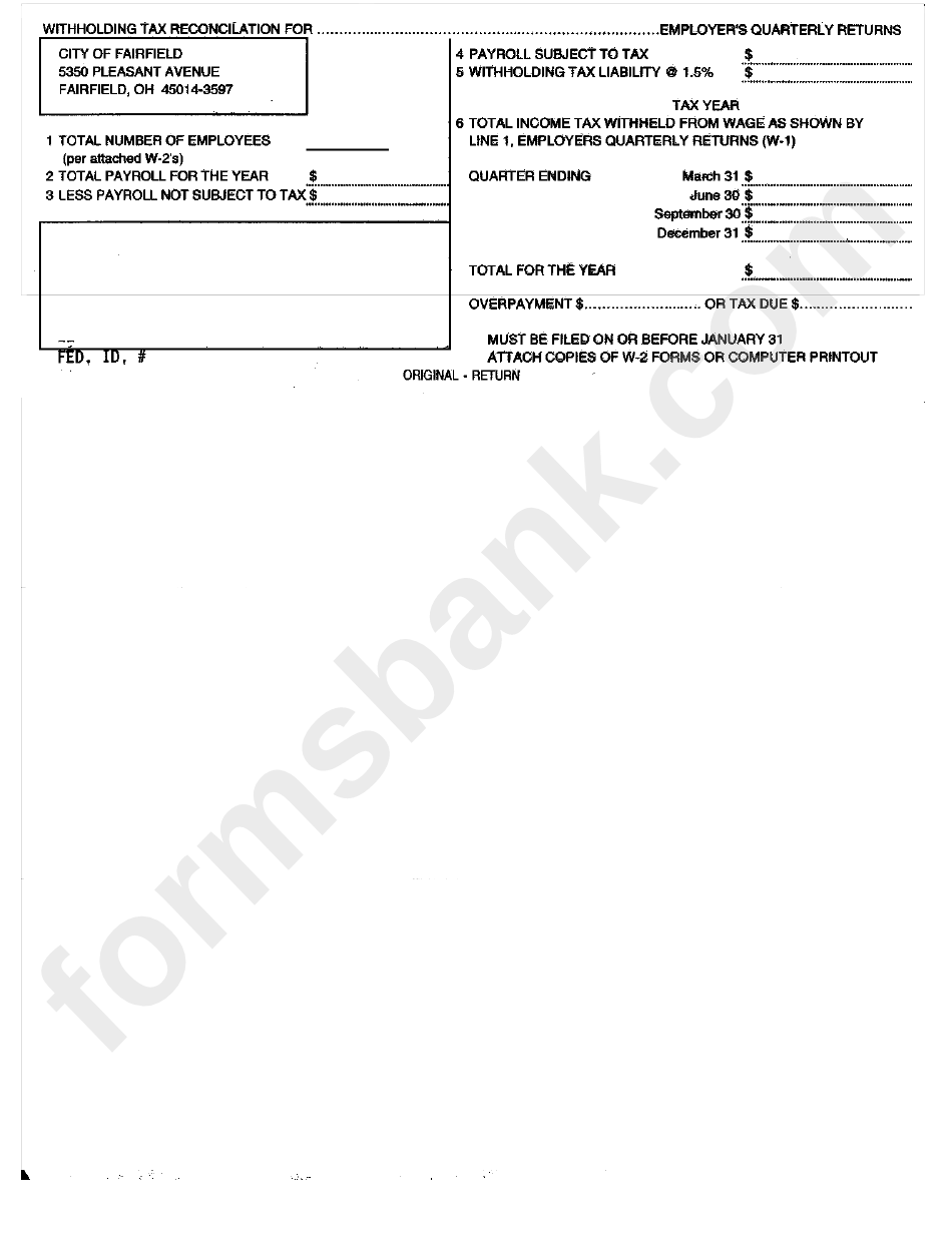 Withholding Tax Reconciliation Form For Employer
