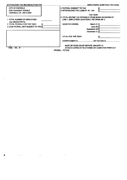 Withholding Tax Reconciliation Form For Employer