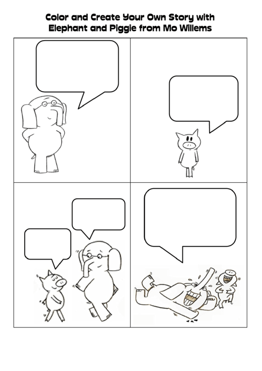 Your Own Story With Elephant And Piggie Coloring Sheet Printable pdf