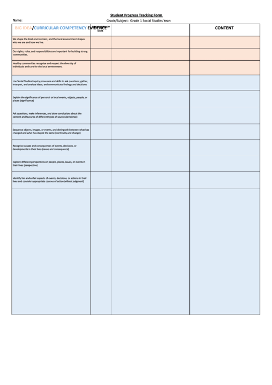 Fillable Student Progress Tracking Form Printable pdf