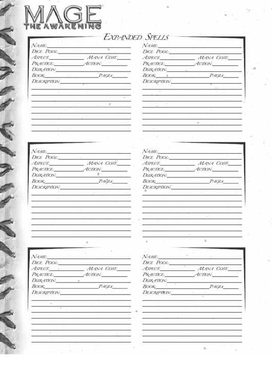 Mage The Awakening Character Sheet, Mage The Awakening Character Sh...