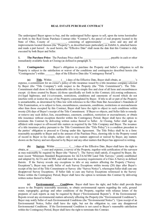 Real Estate Purchase Contract Printable pdf