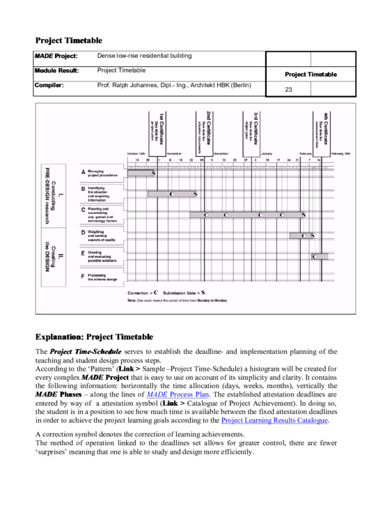Project Timetable Printable pdf