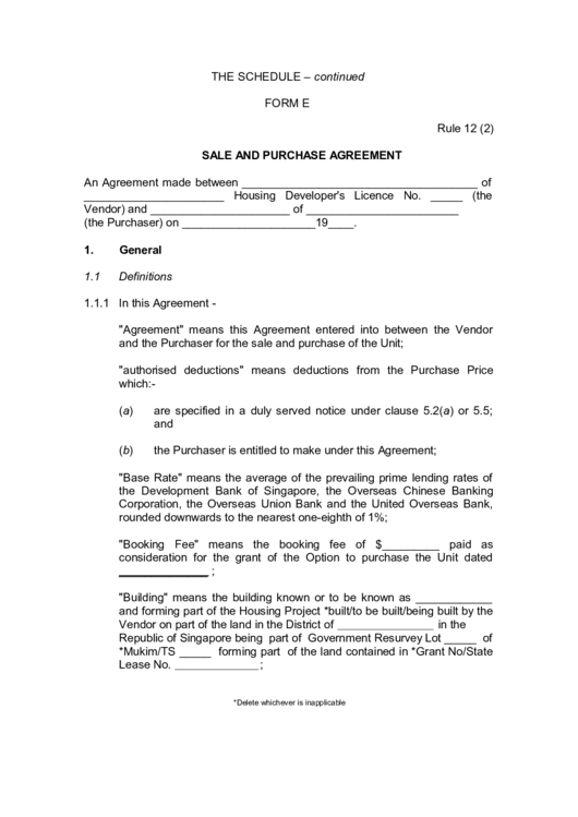 Sale And Purchase Agreement Printable pdf