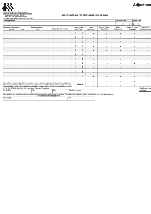 Fillable Form Rs 2050 (Rev. 3/02) - Adjustment Report Printable pdf