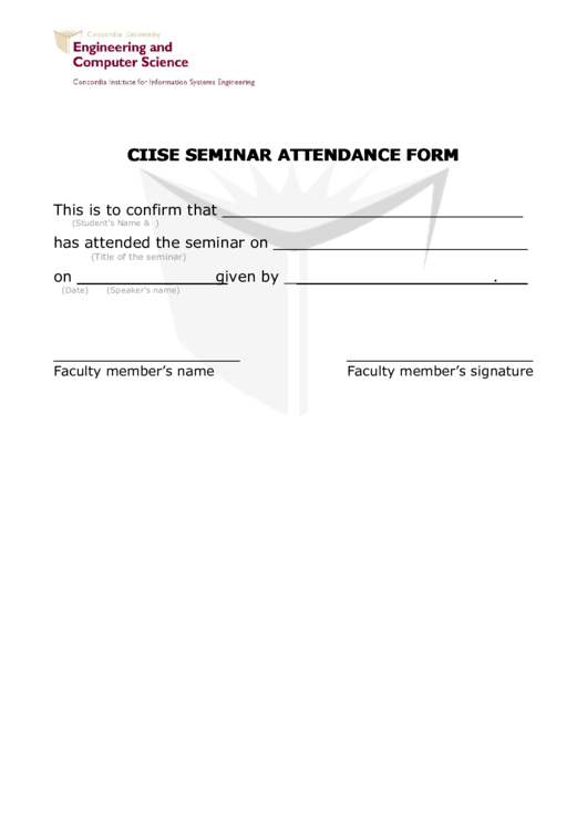 Ciise Seminar Attendance Form Printable pdf