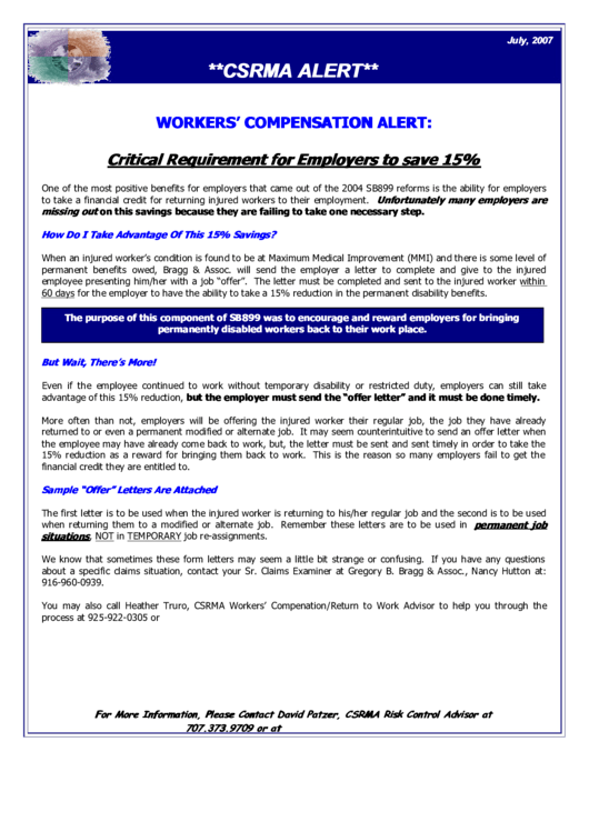 Form Dwc-Ad 10003 - Notice Of Offer Of Regular Work Printable pdf