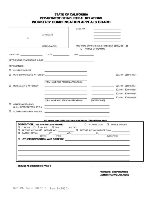 Fillable Workers #39 Compensation Appeals Board printable pdf download