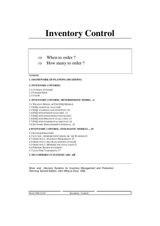 Inventory Control Guide Printable pdf