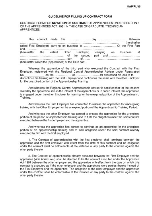 Guideline For Filling Up Contract Form Printable pdf