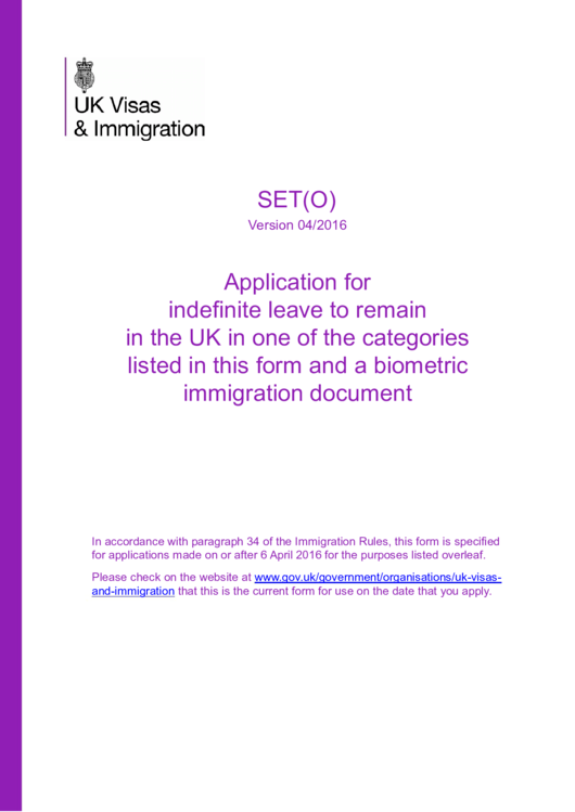 Application For Indefinite Leave To Remain In The Uk Printable pdf