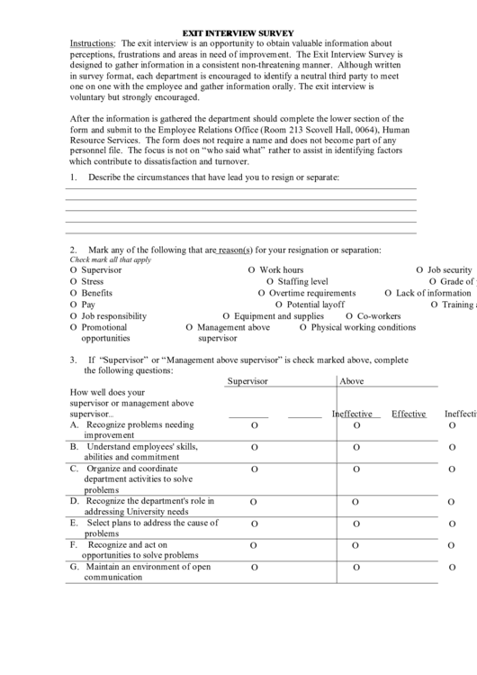 Exit Interview Survey Printable pdf