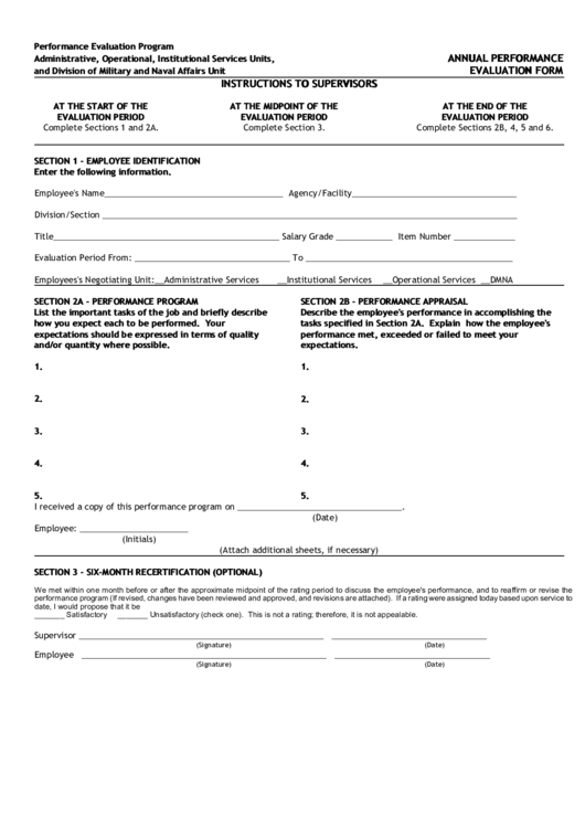 Annual Performance Evaluation Form Printable pdf